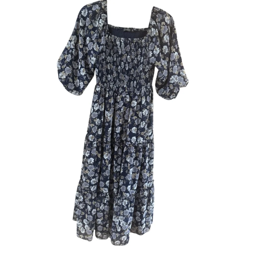 Women's MIKAROSE Navy Floral Midi Dress M - Picture 7 of 8